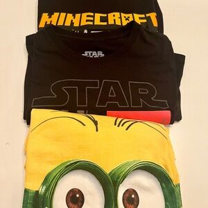 3 Stack of Graphic Tees - Minecraft, Star Wars & Minions